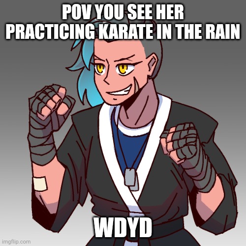 No joke ocs, no op ocs if you ask to fight her, romance if you want but no erp | POV YOU SEE HER PRACTICING KARATE IN THE RAIN; WDYD | made w/ Imgflip meme maker