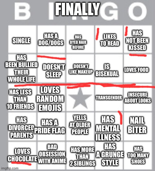 i will stop now | FINALLY | image tagged in lgbt bingo lol | made w/ Imgflip meme maker