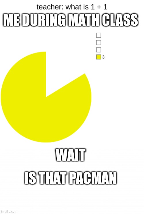 look its pacman | ME DURING MATH CLASS; WAIT; IS THAT PACMAN | image tagged in pacman | made w/ Imgflip meme maker