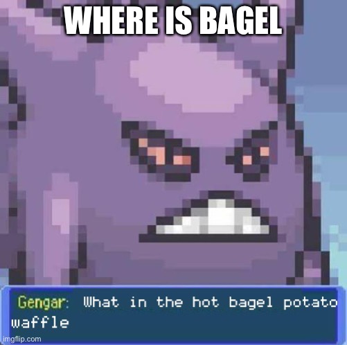 What in the hot bagel potato waffle | WHERE IS BAGEL | image tagged in what in the hot bagel potato waffle | made w/ Imgflip meme maker
