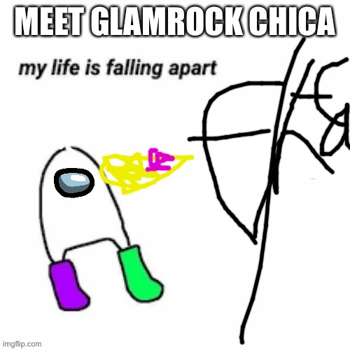 Glam rock chica | MEET GLAMROCK CHICA | image tagged in amogus sussy | made w/ Imgflip meme maker