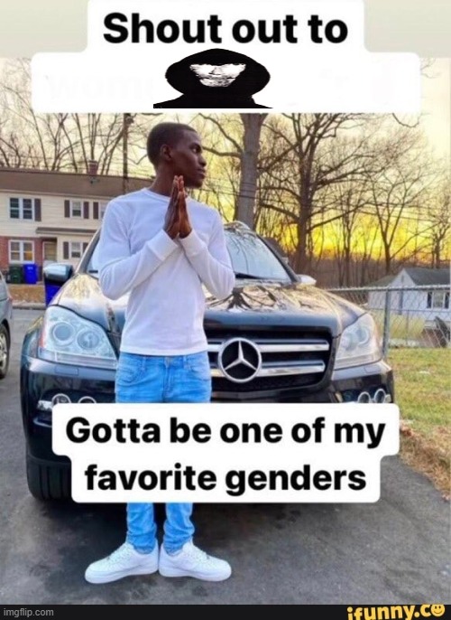 gotta be one of my favorite genders | image tagged in gotta be one of my favorite genders | made w/ Imgflip meme maker