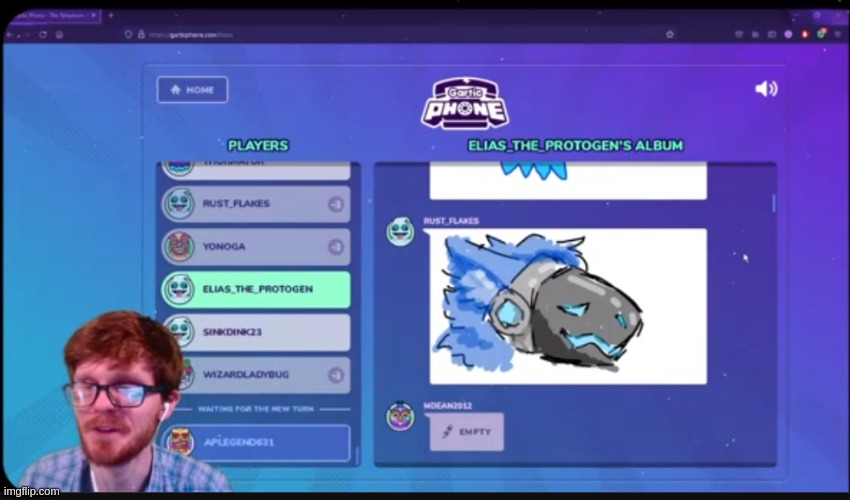 playing gartic phone with someone on twitch and someone made soome rly good artwork of elias lol | made w/ Imgflip meme maker
