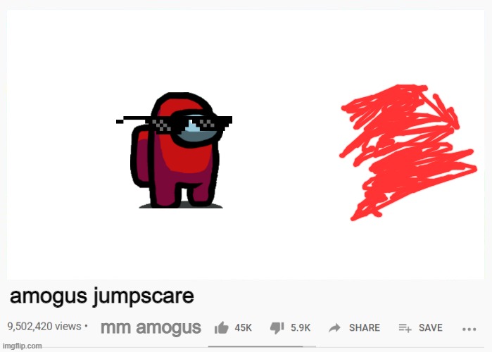 youtube video template | amogus jumpscare; mm amogus | image tagged in youtube video template | made w/ Imgflip meme maker