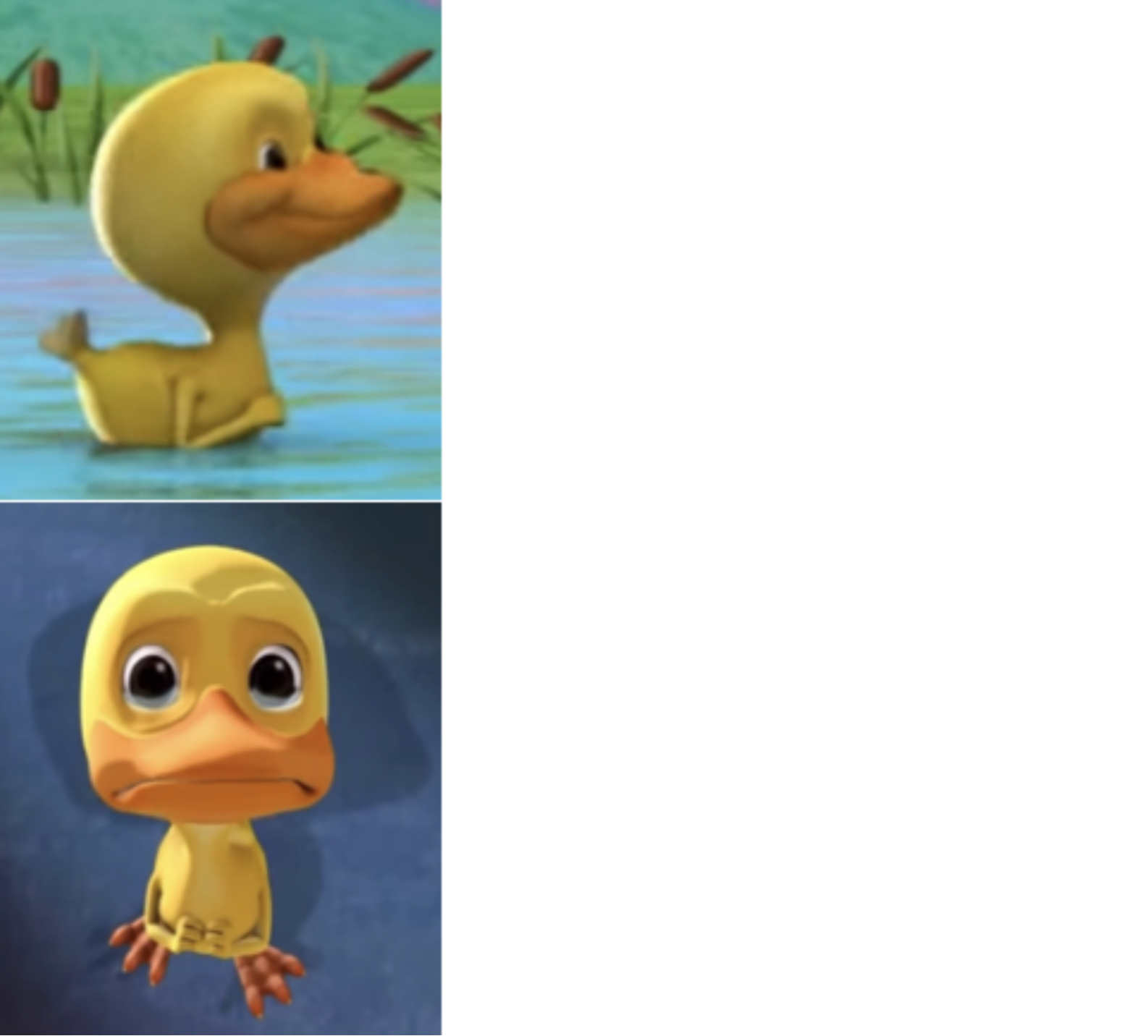 Happy duck and sad duck Blank Meme Template