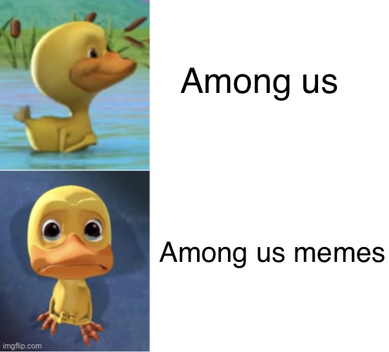 Happy duck and sad duck | Among us; Among us memes | image tagged in happy duck and sad duck | made w/ Imgflip meme maker