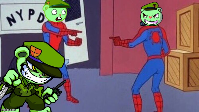 How many Flippy mods do we have so far? | image tagged in spiderman pointing at spiderman,flippy,happy tree friends,friday night funkin,fliqpy,htf | made w/ Imgflip meme maker
