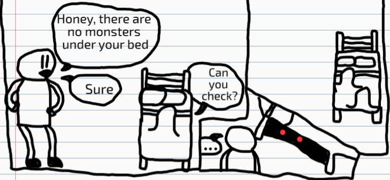 Monster under the bed Blank Meme Template