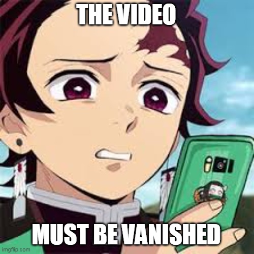 disgusted Tanjiro | THE VIDEO MUST BE VANISHED | image tagged in disgusted tanjiro | made w/ Imgflip meme maker