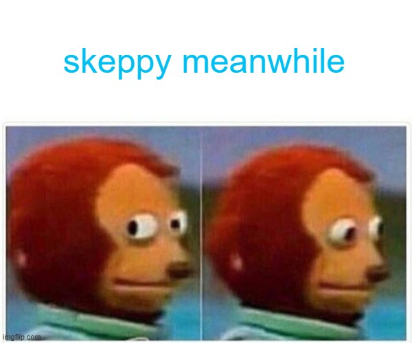 Monkey Puppet Meme | skeppy meanwhile | image tagged in memes,monkey puppet | made w/ Imgflip meme maker