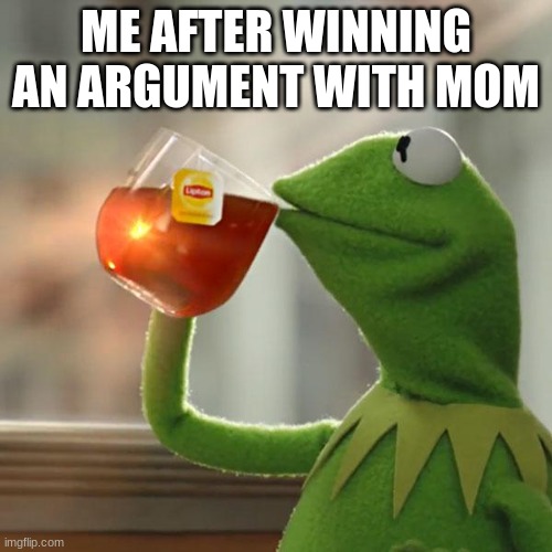 i have won | ME AFTER WINNING AN ARGUMENT WITH MOM | image tagged in memes,but that's none of my business,kermit the frog | made w/ Imgflip meme maker