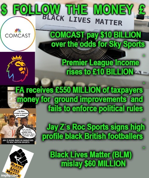 Follow the Money ! | image tagged in blm | made w/ Imgflip meme maker