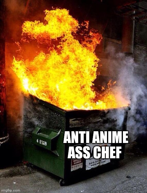 Dumpster Fire | ANTI ANIME ASS CHEF | image tagged in dumpster fire | made w/ Imgflip meme maker
