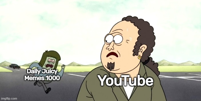 Only 13 days left to go! | YouTube; Daily Juicy Memes 1000 | image tagged in muscle man running towards donny g,regular show,memenade,youtube,memes,funny | made w/ Imgflip meme maker