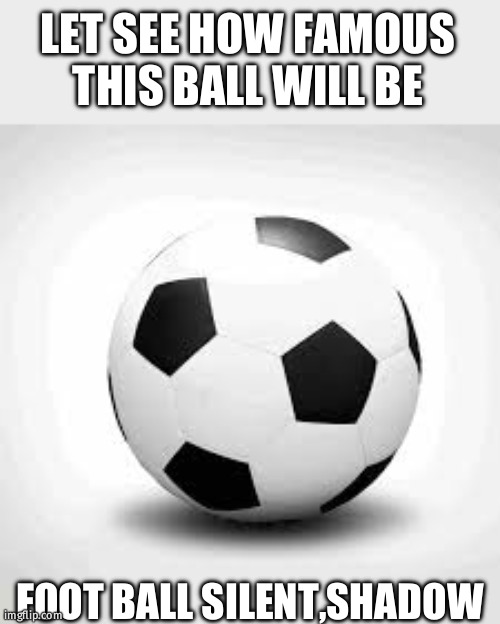 make it famous | LET SEE HOW FAMOUS THIS BALL WILL BE; FOOT BALL SILENT,SHADOW | image tagged in football,memes | made w/ Imgflip meme maker