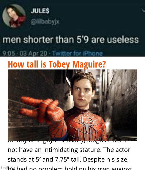 image tagged in men shorter than 5'9 are useless | made w/ Imgflip meme maker