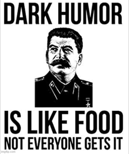 image tagged in dark humor is like food not everyone gets it | made w/ Imgflip meme maker