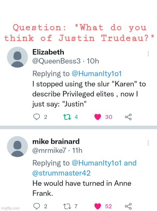 What do you think of Justin Trudeau? | Question: "What do you think of Justin Trudeau?" | made w/ Imgflip meme maker