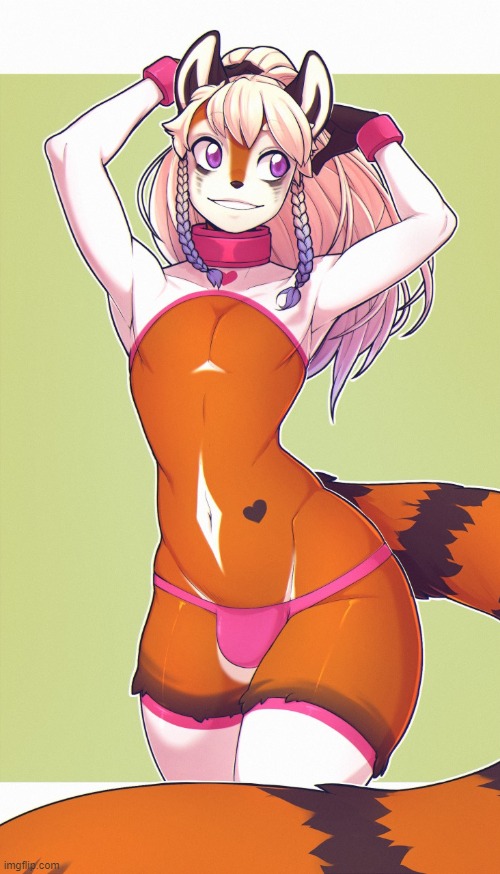 Cute (By suelix) | image tagged in femboy,red panda,cute,heart,adorable,socks | made w/ Imgflip meme maker