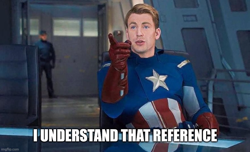 Captain America Understood Reference | I UNDERSTAND THAT REFERENCE | image tagged in captain america understood reference | made w/ Imgflip meme maker