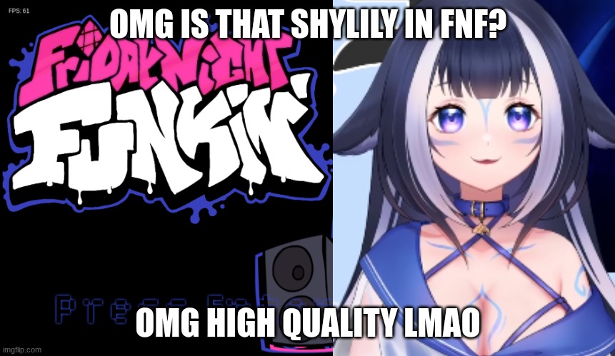shylily in fnf omg |  OMG IS THAT SHYLILY IN FNF? OMG HIGH QUALITY LMAO | image tagged in shylily,omg,is,that,lily | made w/ Imgflip meme maker