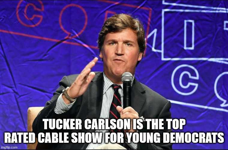 Facts trigger liberal trolls | TUCKER CARLSON IS THE TOP RATED CABLE SHOW FOR YOUNG DEMOCRATS | image tagged in tucker carlson,great,ratings | made w/ Imgflip meme maker
