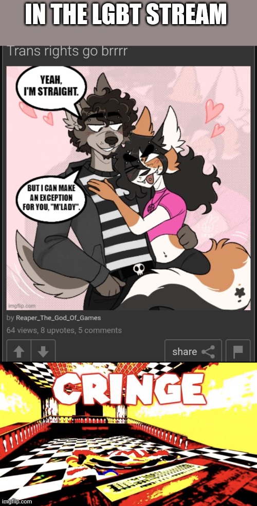 IN THE LGBT STREAM | image tagged in cringe | made w/ Imgflip meme maker