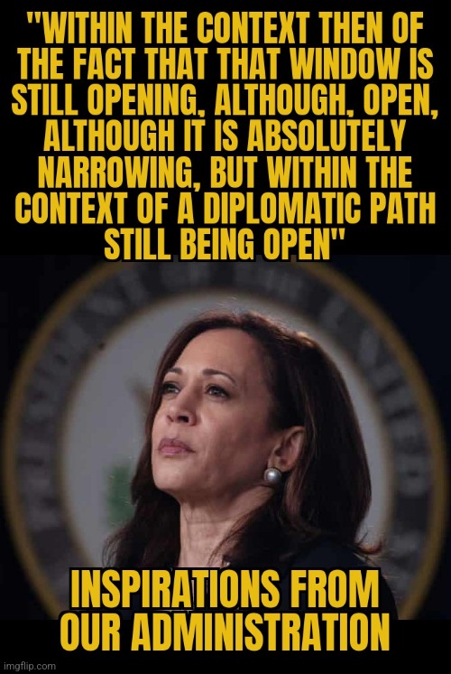 BABBLING EMBARASSMENT | image tagged in kamala harris,embarrassing,world,diplomatic douche | made w/ Imgflip meme maker