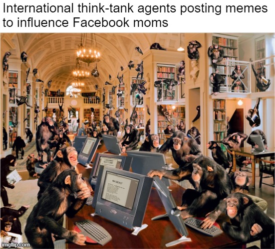I mean, are they funny? | International think-tank agents posting memes 
to influence Facebook moms | image tagged in memes,facebook,conspiracy | made w/ Imgflip meme maker