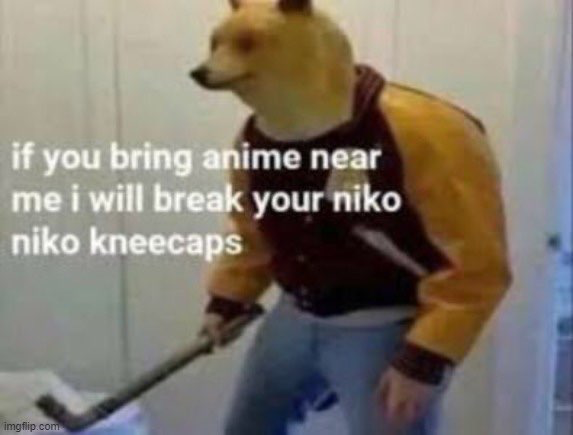 High Quality If you bring anime near me I will break your niko niko kneecaps Blank Meme Template