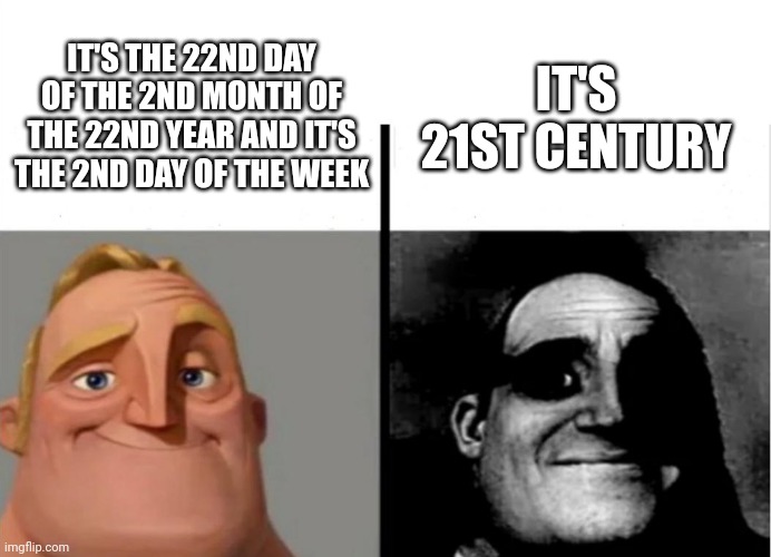 22/2/22 | IT'S THE 22ND DAY OF THE 2ND MONTH OF THE 22ND YEAR AND IT'S THE 2ND DAY OF THE WEEK; IT'S 21ST CENTURY | image tagged in teacher's copy,memes | made w/ Imgflip meme maker