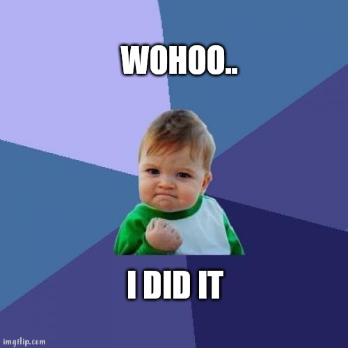 Success Kid | WOHOO.. I DID IT | image tagged in memes,success kid | made w/ Imgflip meme maker