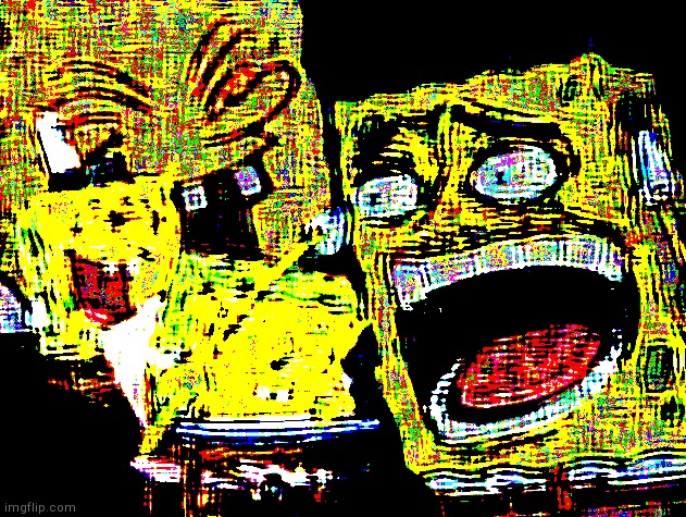 Deep Fried deep fried Spongebob laughing | image tagged in deep fried deep fried spongebob laughing | made w/ Imgflip meme maker