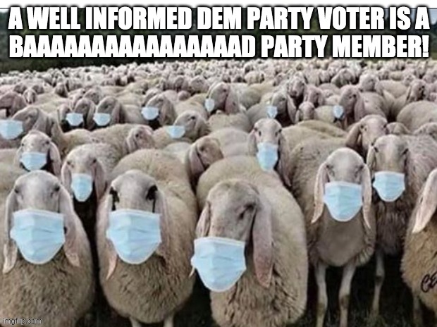 Sign of the Sheeple | A WELL INFORMED DEM PARTY VOTER IS A
BAAAAAAAAAAAAAAAAD PARTY MEMBER! | image tagged in sign of the sheeple | made w/ Imgflip meme maker