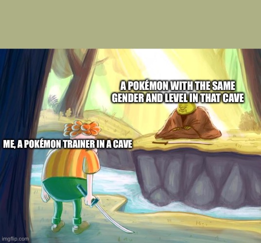 We meet again | A POKÉMON WITH THE SAME GENDER AND LEVEL IN THAT CAVE; ME, A POKÉMON TRAINER IN A CAVE | image tagged in we meet again | made w/ Imgflip meme maker
