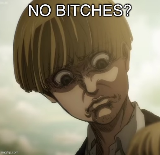 Yelena aot | NO BITCHES? | image tagged in yelena aot,anime | made w/ Imgflip meme maker