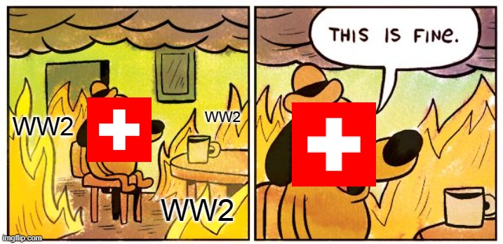 Neutrality in a nutshell be like | WW2; WW2; WW2 | image tagged in memes,this is fine | made w/ Imgflip meme maker