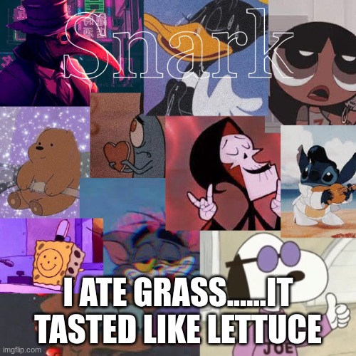 it was the bright green grass | I ATE GRASS......IT TASTED LIKE LETTUCE | image tagged in snark cartoon temp | made w/ Imgflip meme maker