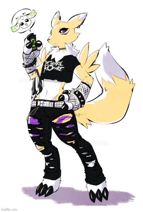 Hot Topic Renamon (By LovelessKiax) | image tagged in furry,digimon,femboy,hot topic,memes,renamon | made w/ Imgflip meme maker