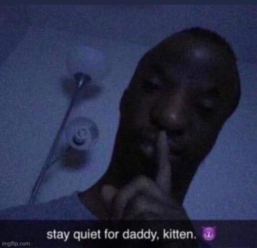 Stay quite for daddy, kitten. | image tagged in stay quite for daddy kitten | made w/ Imgflip meme maker