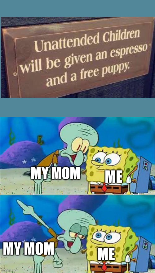 Talk To Spongebob | MY MOM; ME; MY MOM; ME | image tagged in memes,talk to spongebob | made w/ Imgflip meme maker