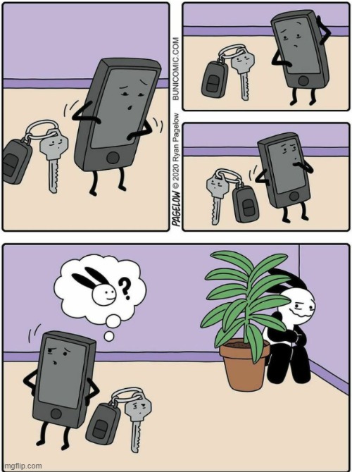 for those who didn't understand it: he kept losing his keys and his phone, so he decided to take revenge | image tagged in comics | made w/ Imgflip meme maker