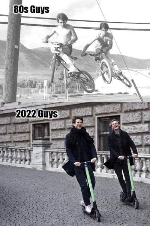 High Quality 80s guys vs. 2022 guys Blank Meme Template