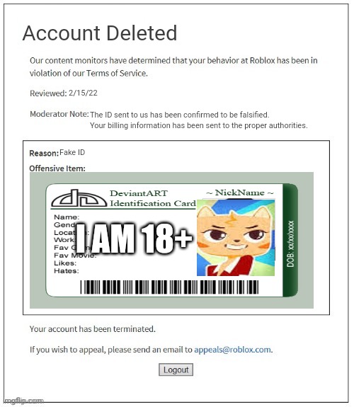 Roblox Fake ID - Imgflip