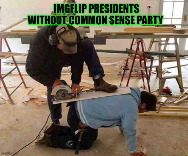 Seemed like a good idea at the time... | IMGFLIP PRESIDENTS WITHOUT COMMON SENSE PARTY | image tagged in common sense,wait thats illegal,its time to stop | made w/ Imgflip meme maker