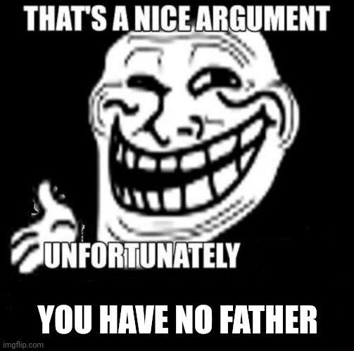 That's a Nice Argument | YOU HAVE NO FATHER | image tagged in that's a nice argument | made w/ Imgflip meme maker