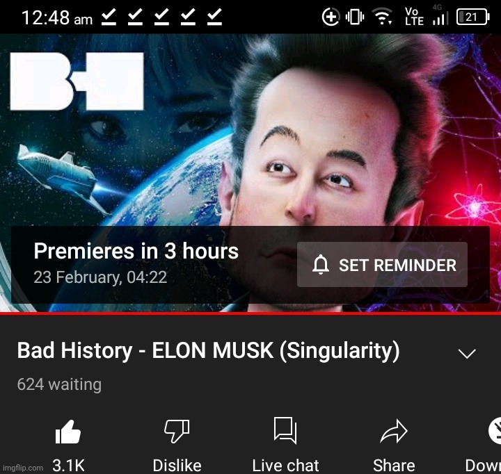 finally bad history made a new song, imma wait for the premiere | made w/ Imgflip meme maker