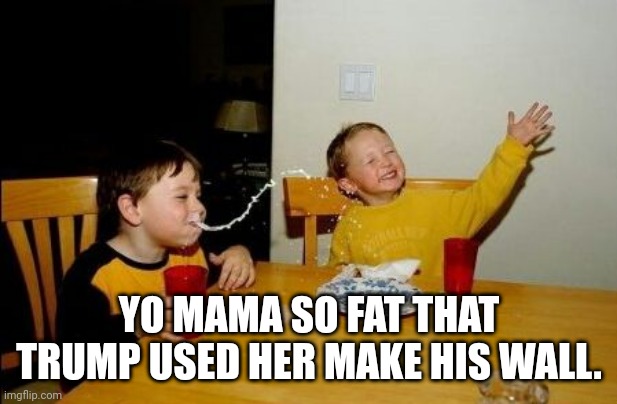 Yo mama so | YO MAMA SO FAT THAT TRUMP USED HER MAKE HIS WALL. | image tagged in yo mama so | made w/ Imgflip meme maker