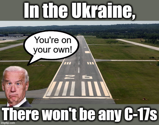 In the Ukraine, There won't be any C-17s You're on
your own! | made w/ Imgflip meme maker