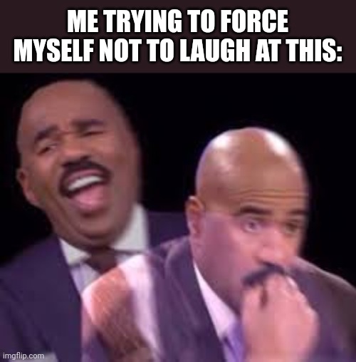 Steve Harvy | ME TRYING TO FORCE MYSELF NOT TO LAUGH AT THIS: | image tagged in steve harvy | made w/ Imgflip meme maker